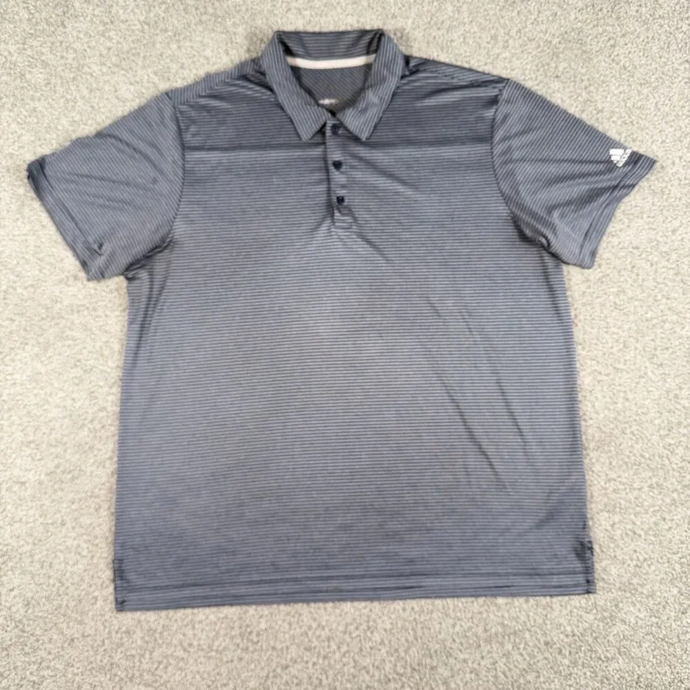 Adidas Golf Feeder Stripe Polo Shirt Mens Performance Stretch Blue Size 2XL XXL